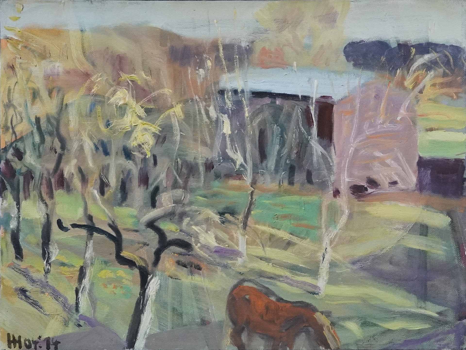 Holm Heinke - Landschaft mit Pferd, 2014