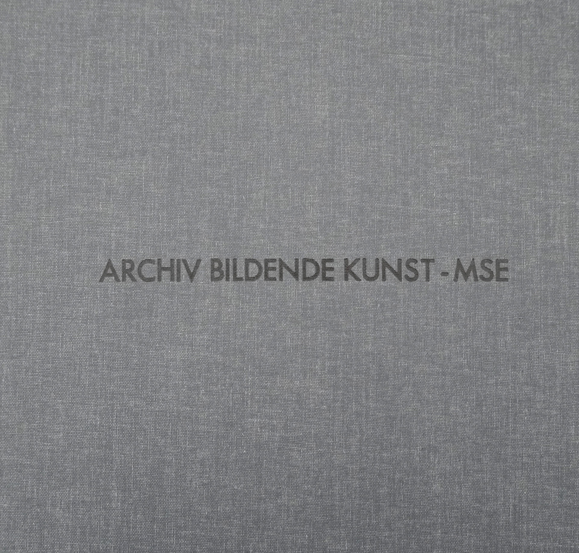 hellgrauer Buchdeckel mit Schriftzug Archiv Bildende Kunst - MSE
