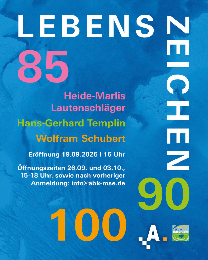 Grafik zur neuen Ausstellung 85 90 100 im ABK