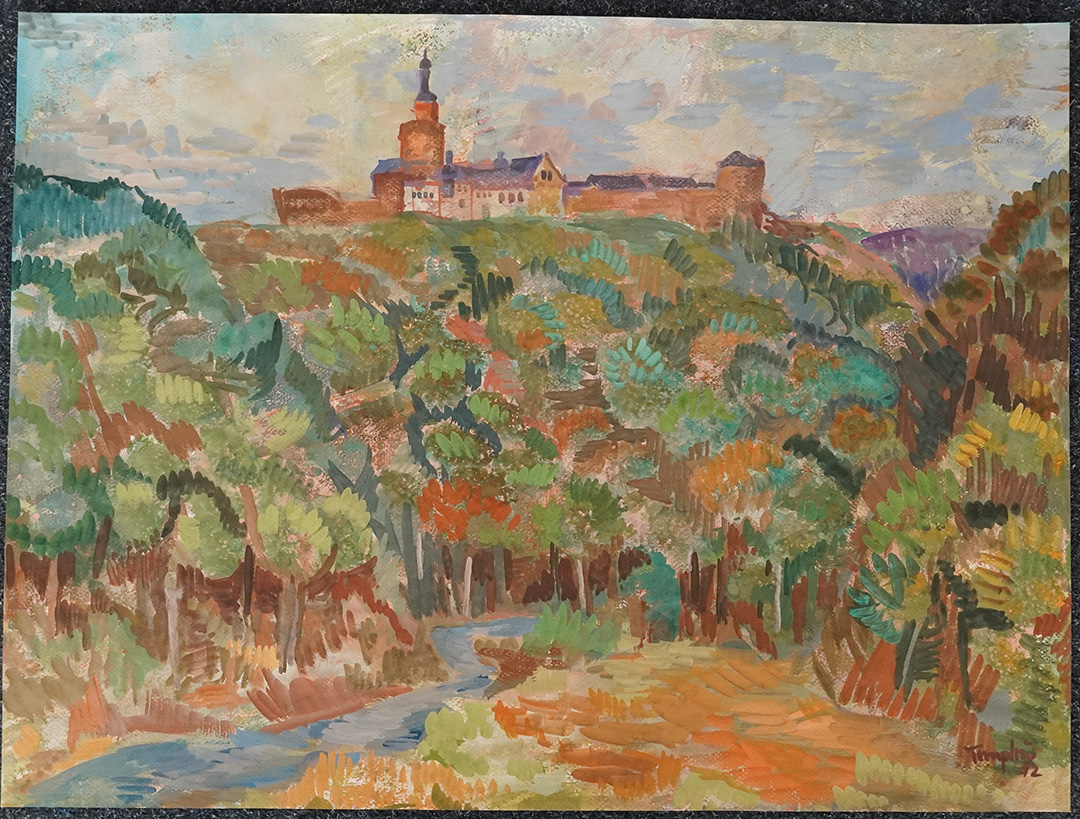 Hans-Gerhard Templin_Burg Falkenstein u.d.Selketal, 1992, Gouache