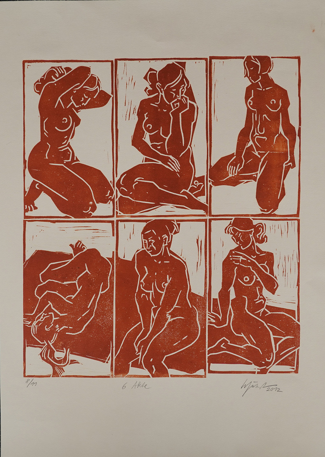 Wolfram Schubert_6 Akte, 2012, Linolschnitt